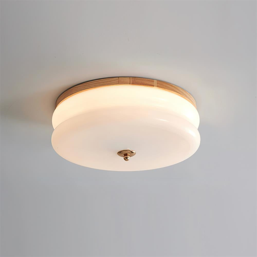 Cora Ceiling Light Double-Layer Glass Disc Walnut Minimalist