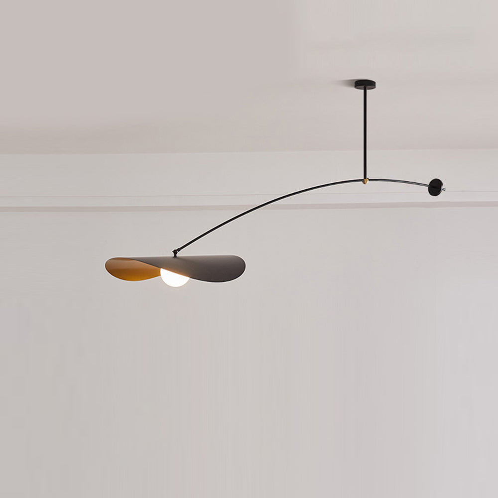 Saneles Minimalist Lotus Leaf Shaped Metal Pendant Light, Black/Gold