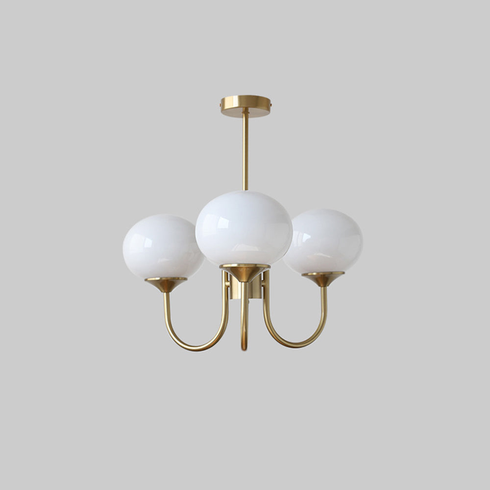 Zonepir Retro Art Deco Globe Chandelier, White/Pink/Beige