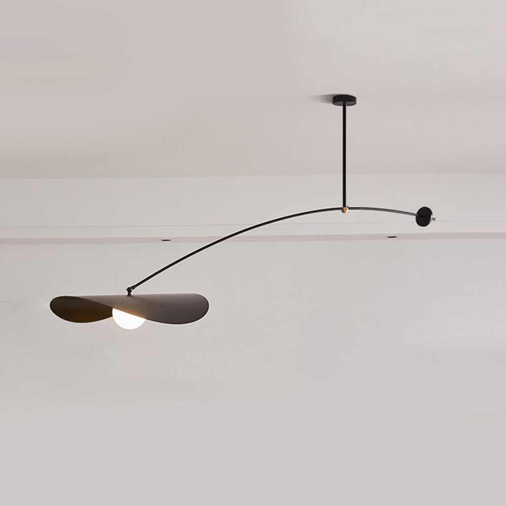 Saneles Minimalist Lotus Leaf Shaped Metal Pendant Light, Black/Gold