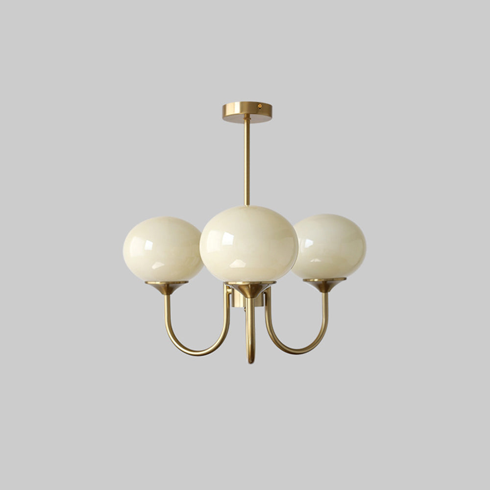 Zonepir Retro Art Deco Globe Chandelier, White/Pink/Beige