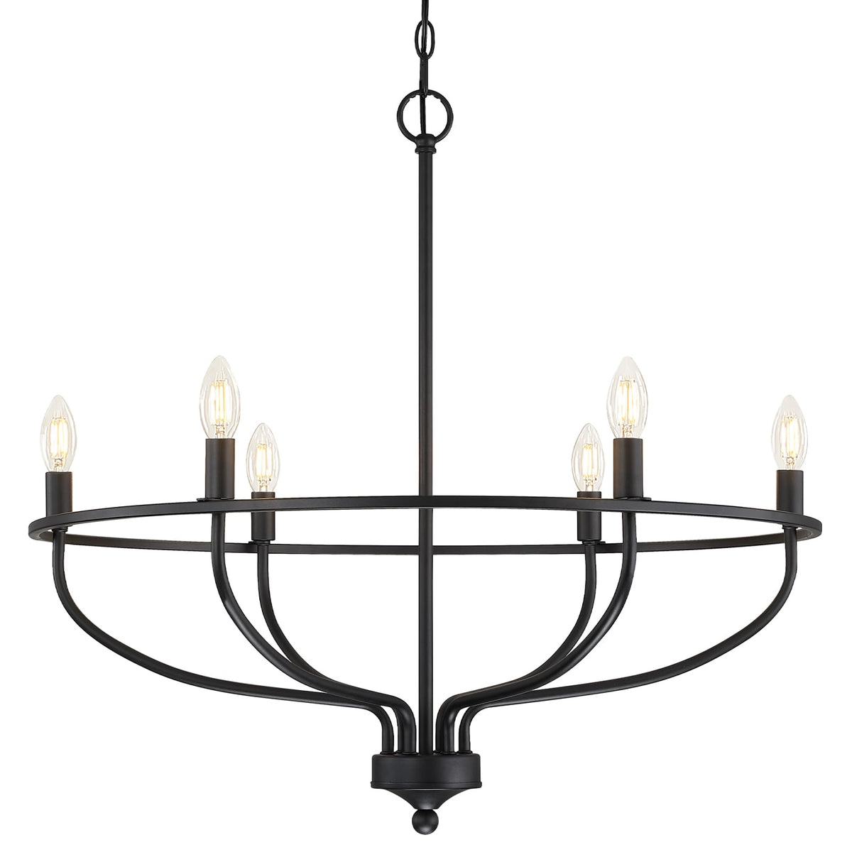 Zusedad Industrial Metal Candle Chandelier Black/Champagne Living Room/Bedroom