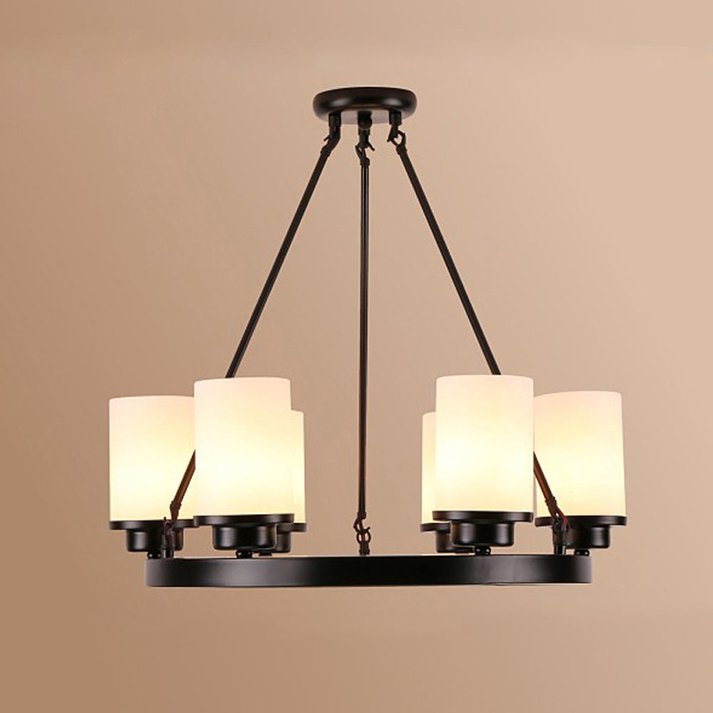Ribonat Retro Black Metal/Glass Chandelier for Living Room