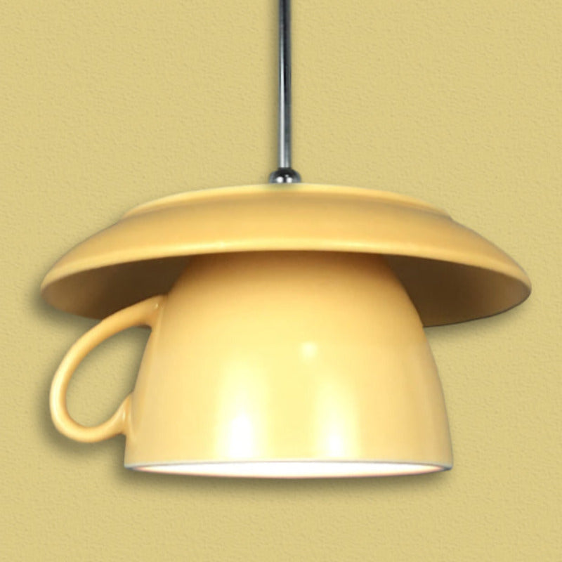 Bugidodu Pop Art Cup Ceramic LED Pendant Light Study Bedroom