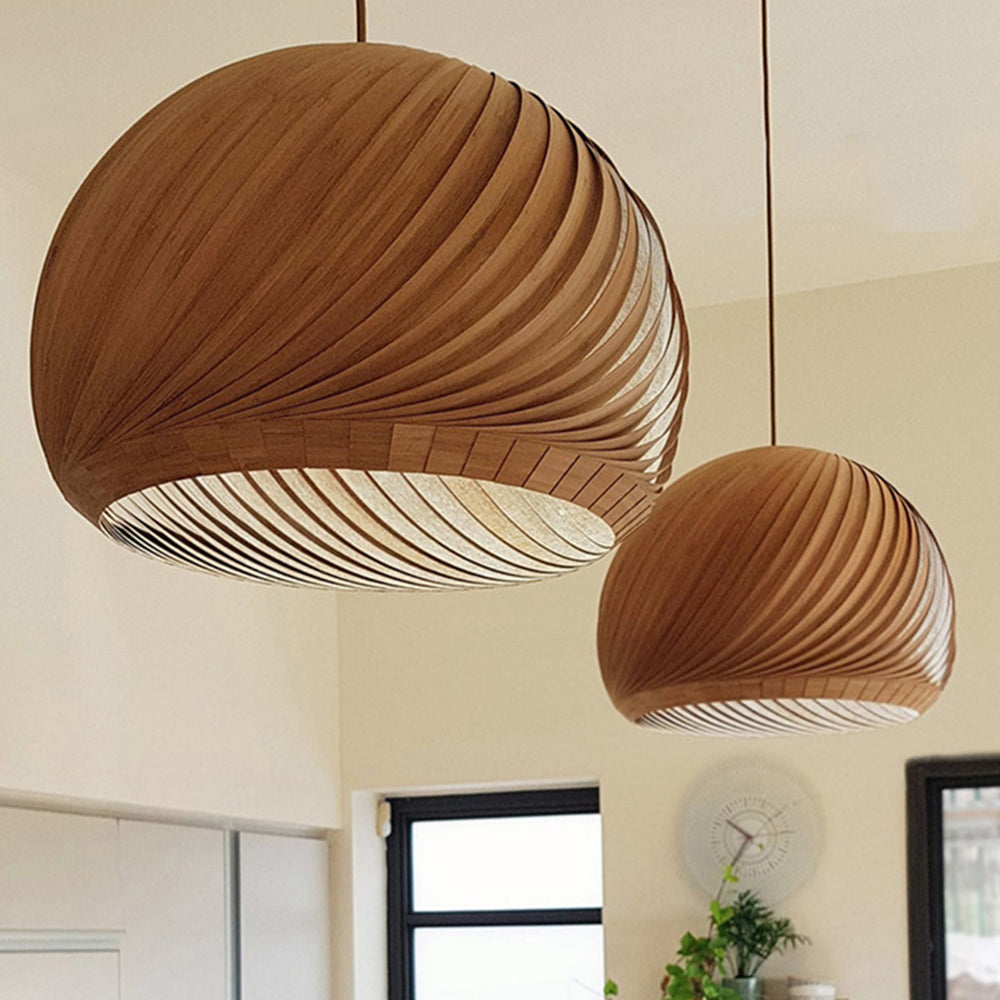 Hutomod Farmhouse Semi Metal Pendant Light, Brown/Wood