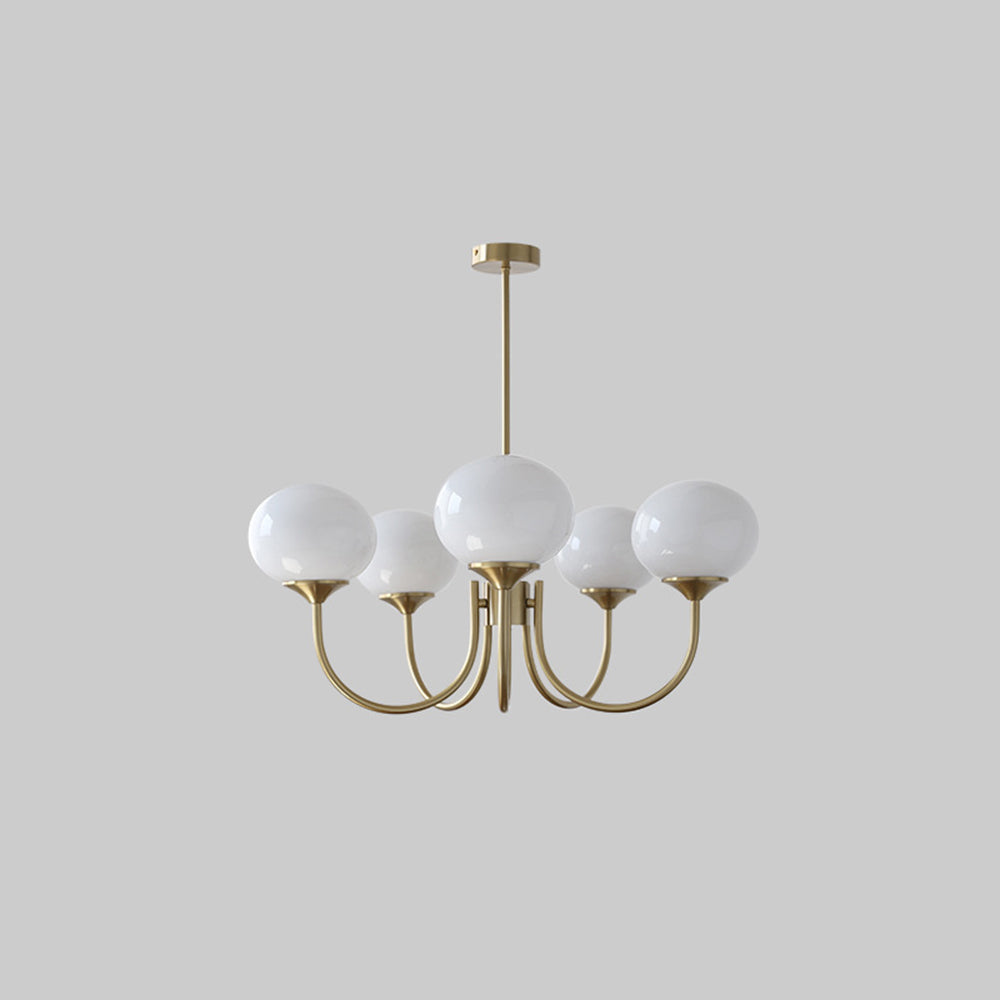 Zonepir Retro Art Deco Globe Chandelier, White/Pink/Beige