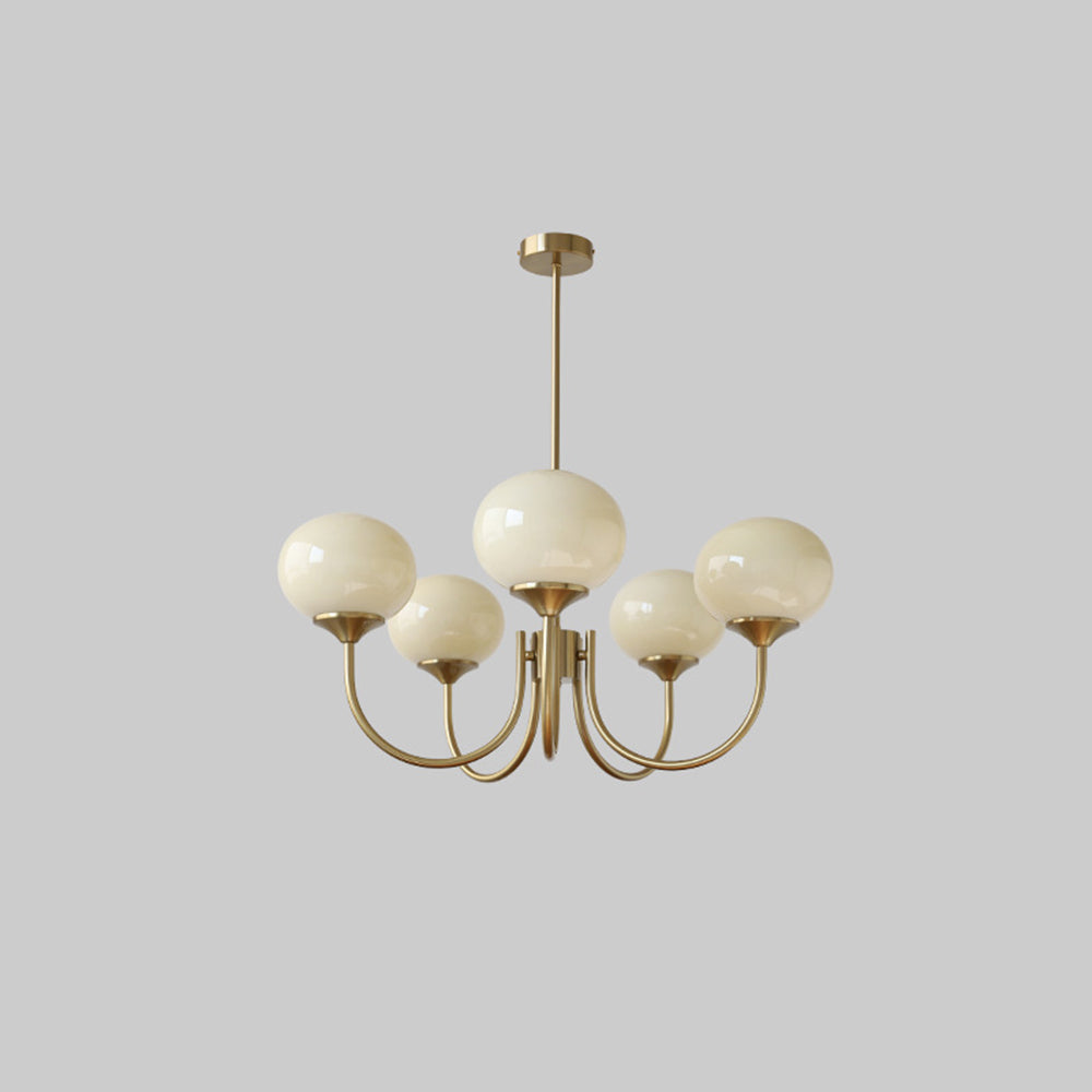 Zonepir Retro Art Deco Globe Chandelier, White/Pink/Beige