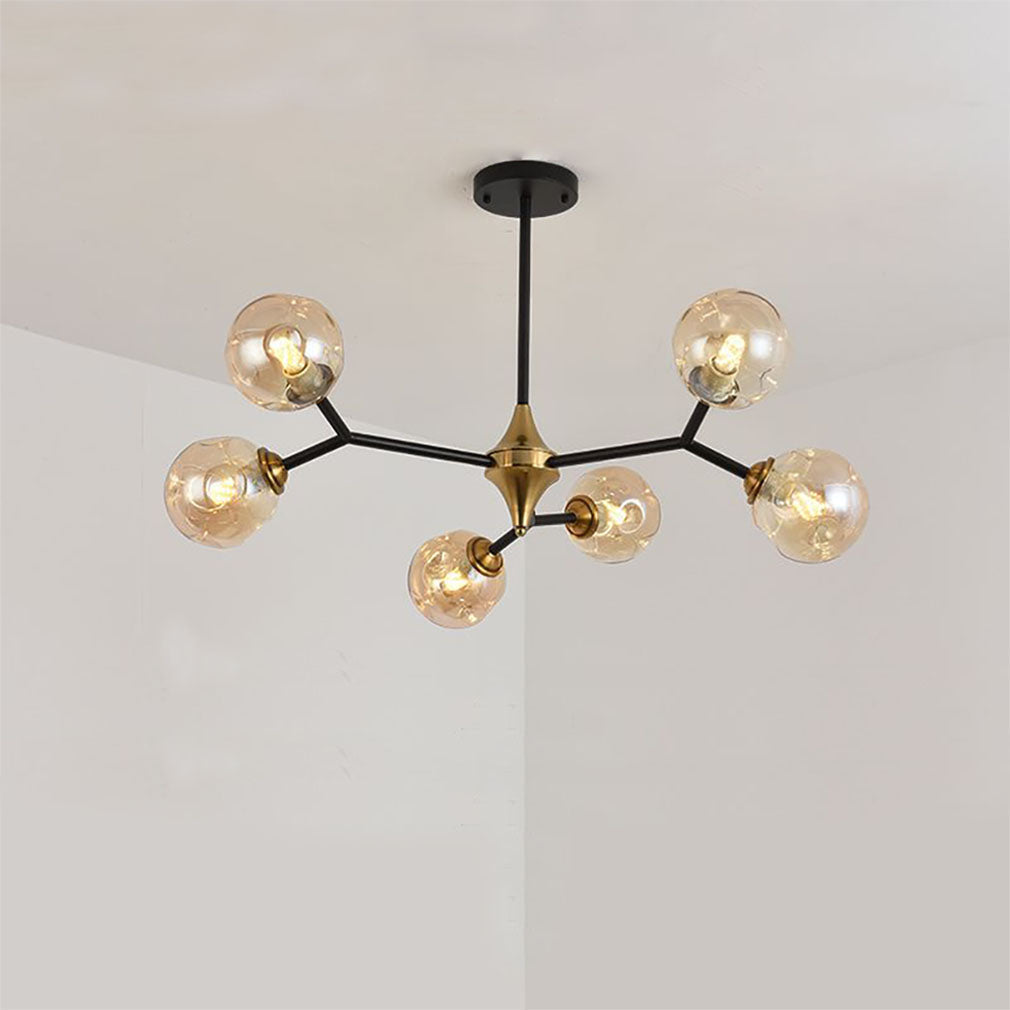 Conedar Art Deco Glass Bubble Chandelier, Amber
