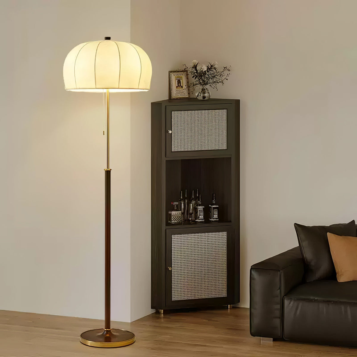 Cularo Fabric Wood Floor Lamp