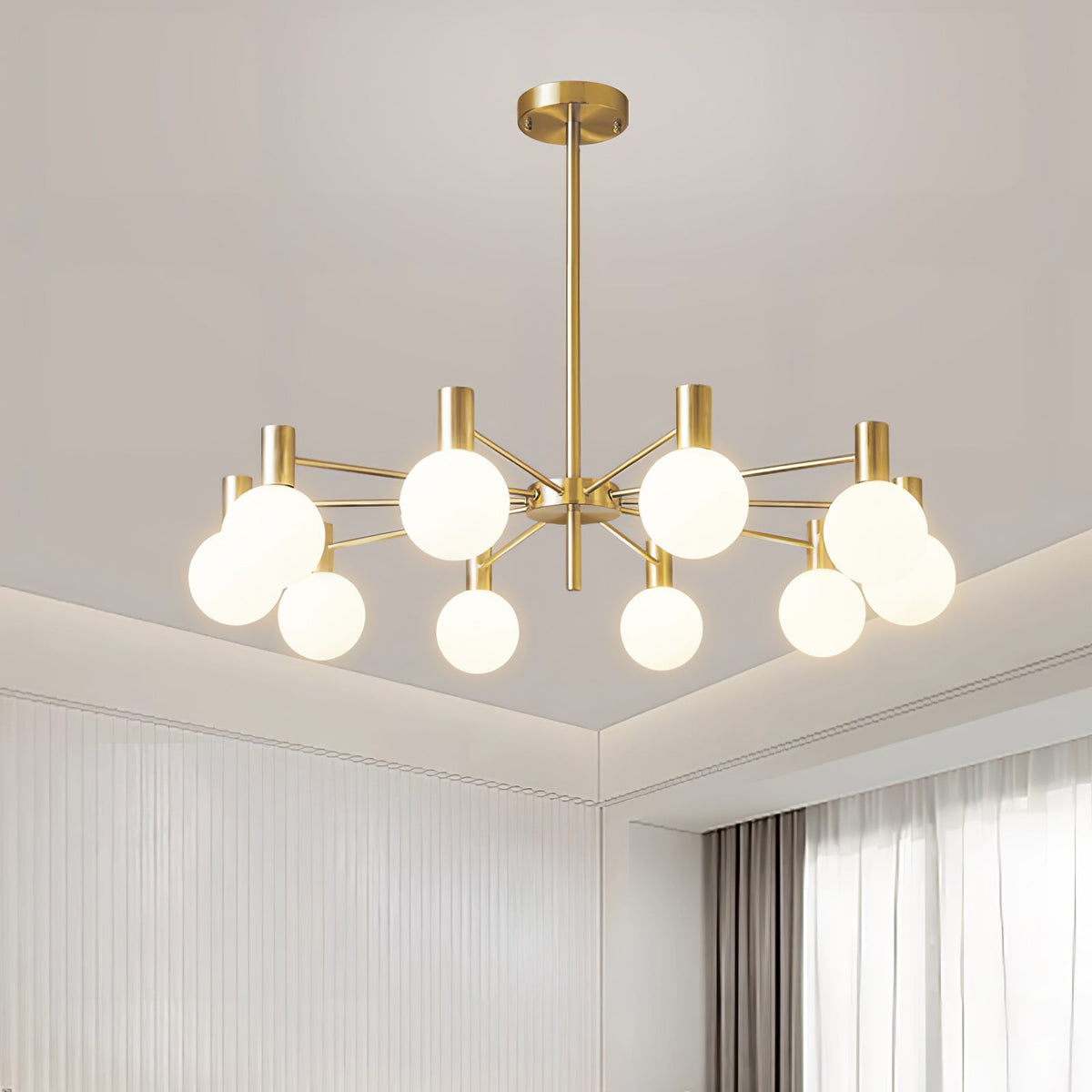Veloiel Chandelier Globe Glass Gold Frame Modern