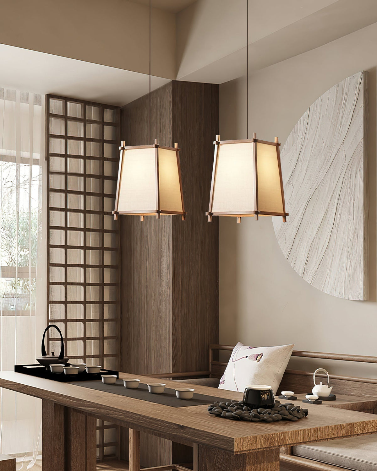 Ritta Pendant Light Fabric Geometric Frame