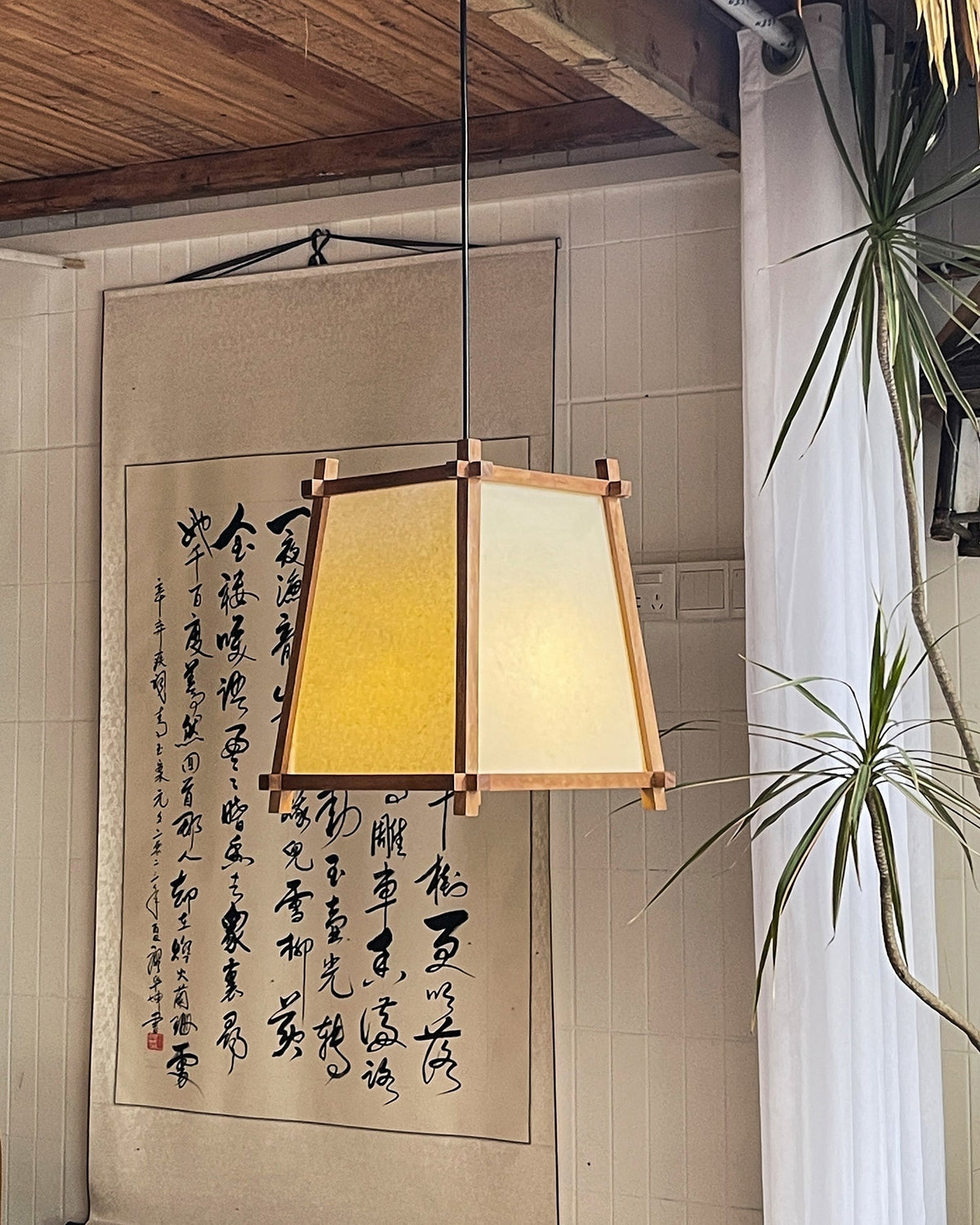 Ritta Pendant Light Fabric Geometric Frame