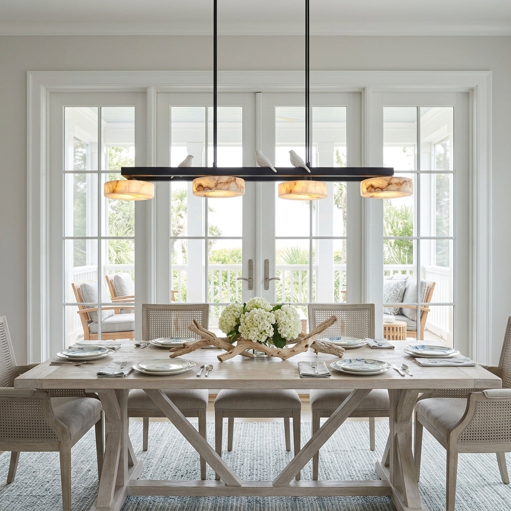 Havercombe Bird Alabaster Long Chandelier