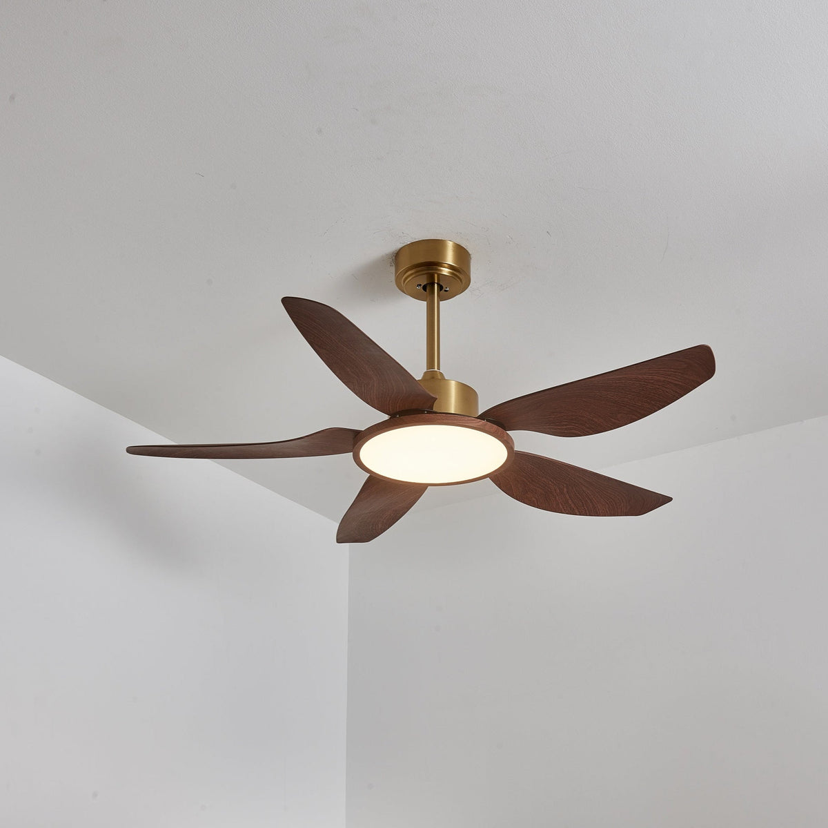 Sylenel Modern Wood Brass Ceiling Fan Light