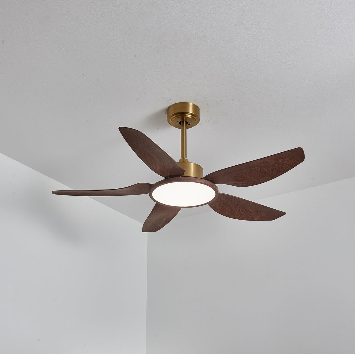 Sylenel Modern Wood Brass Ceiling Fan Light