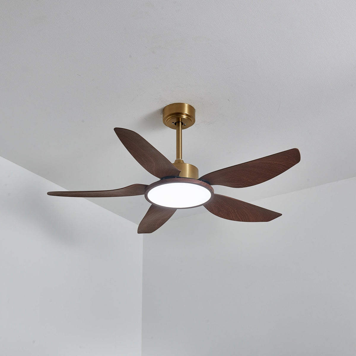 Sylenel Modern Wood Brass Ceiling Fan Light