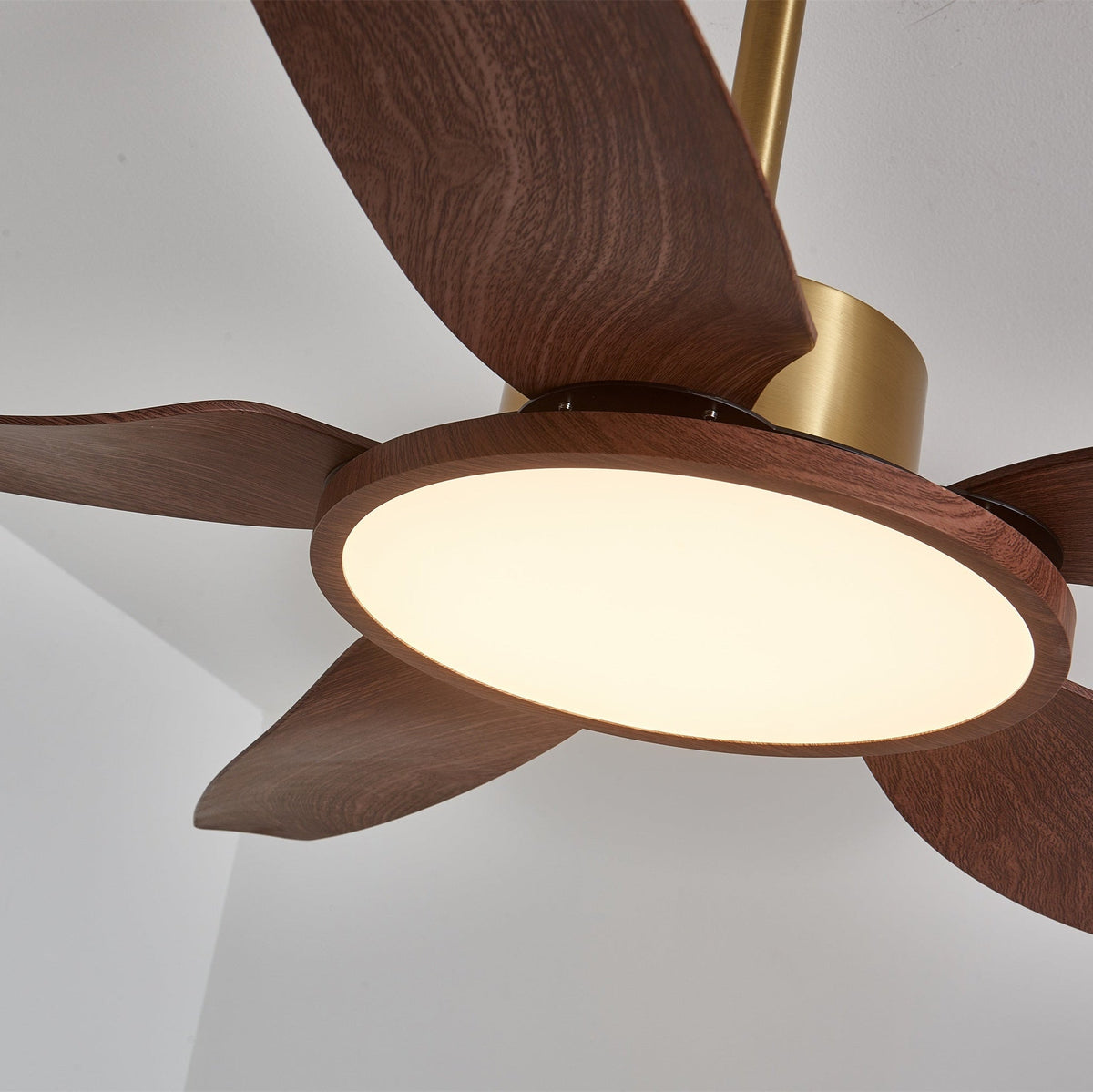 Sylenel Modern Wood Brass Ceiling Fan Light
