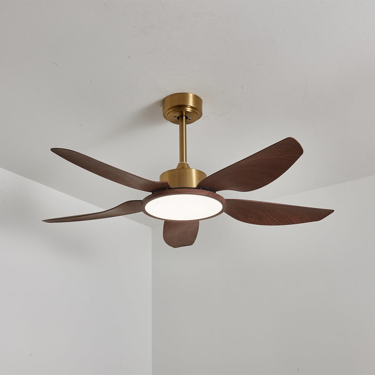 Sylenel Modern Wood Brass Ceiling Fan Light