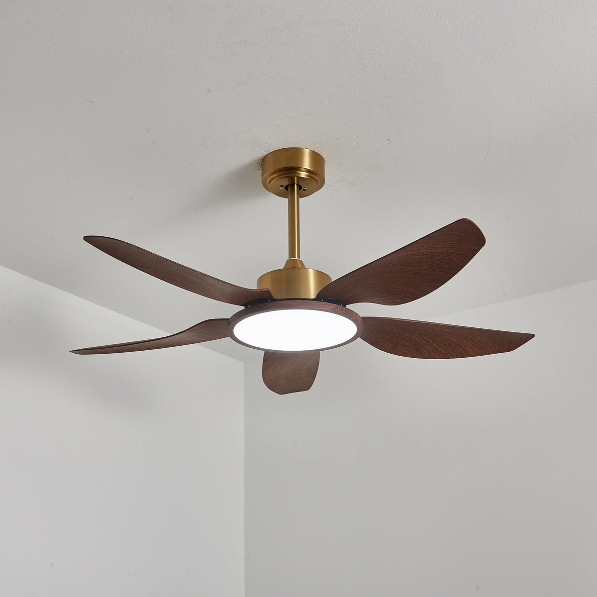 Sylenel Modern Wood Brass Ceiling Fan Light