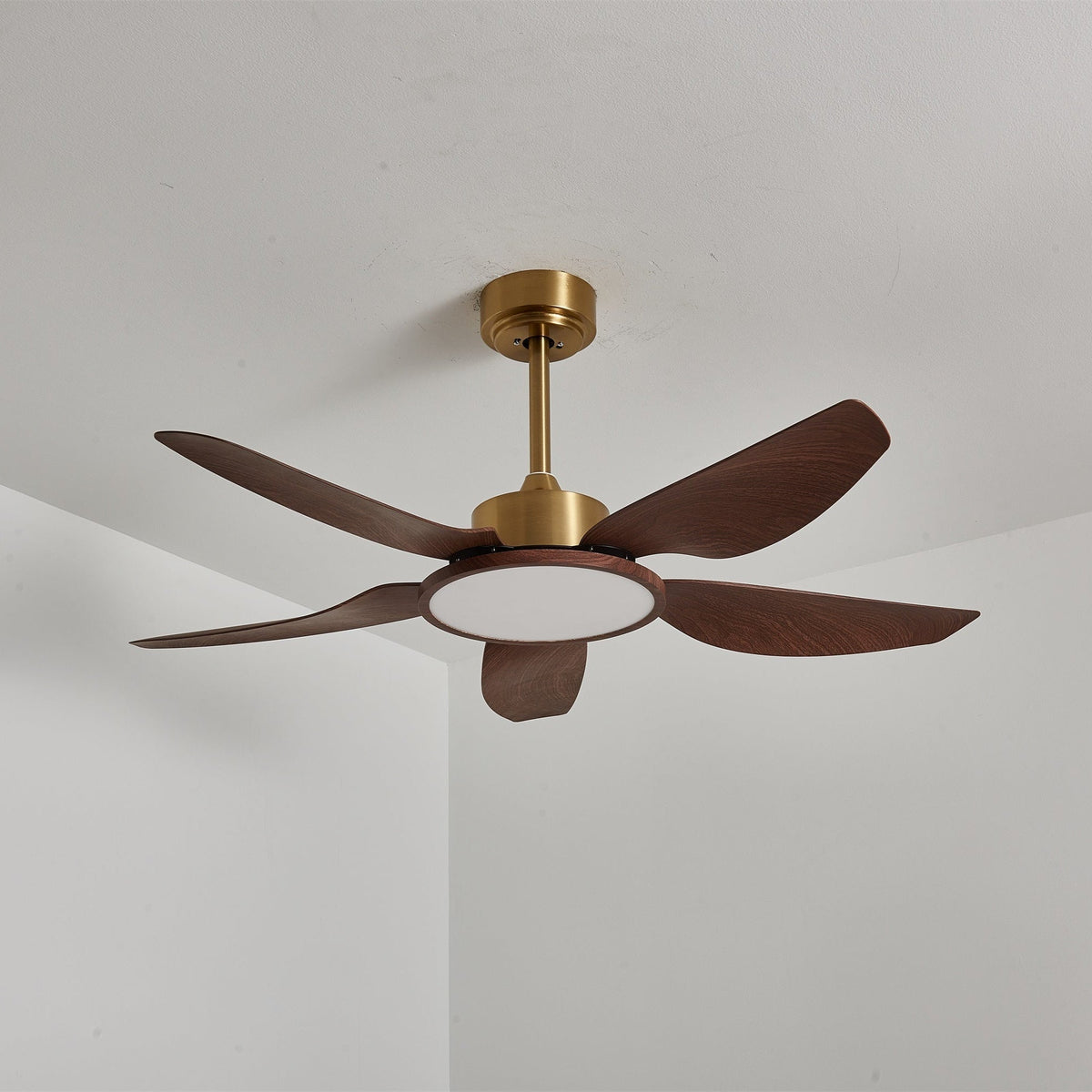 Sylenel Modern Wood Brass Ceiling Fan Light
