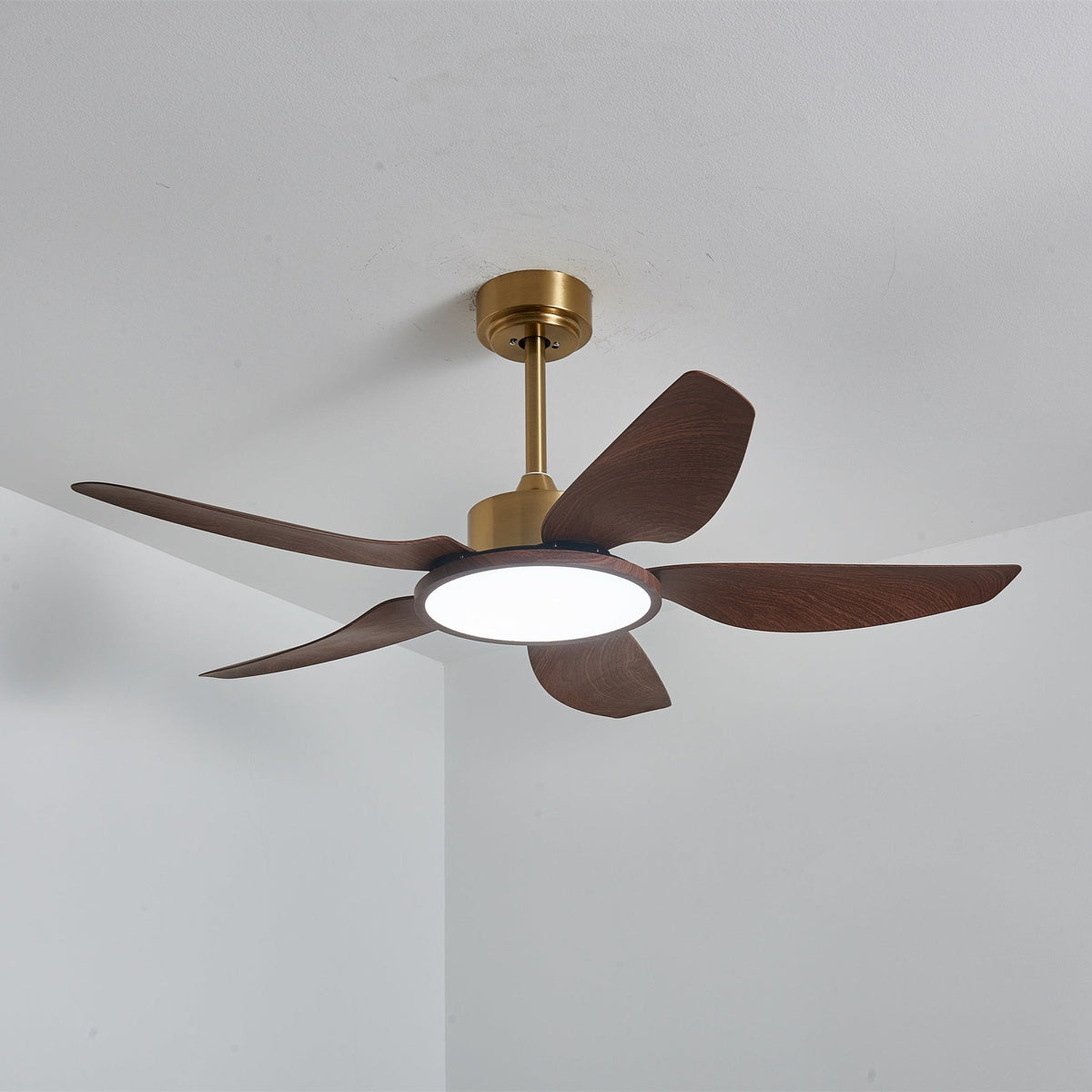 Sylenel Modern Wood Brass Ceiling Fan Light
