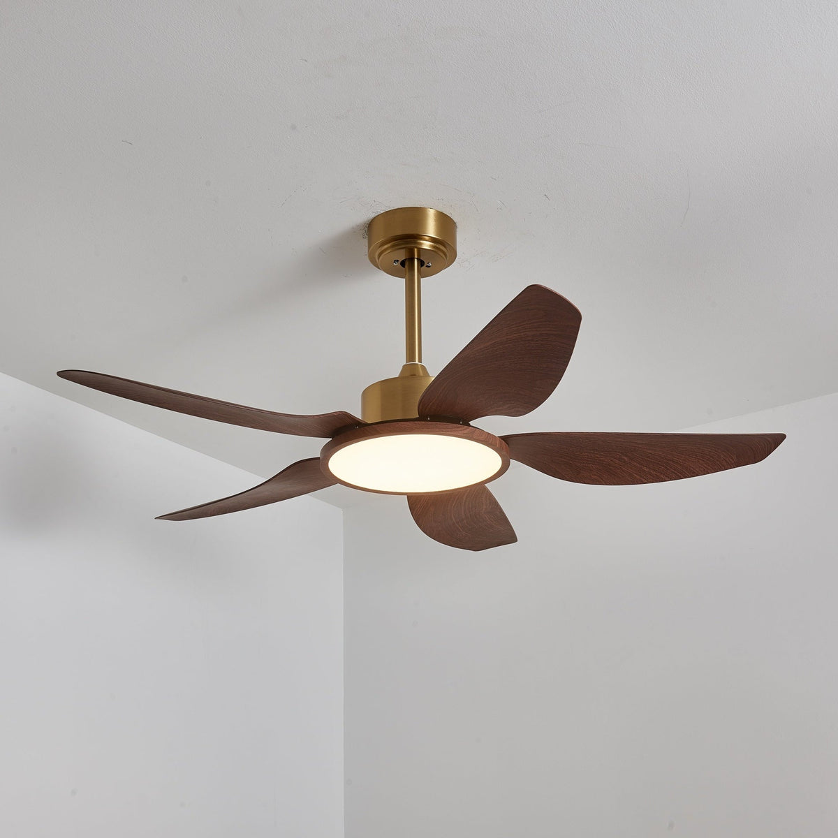Sylenel Modern Wood Brass Ceiling Fan Light
