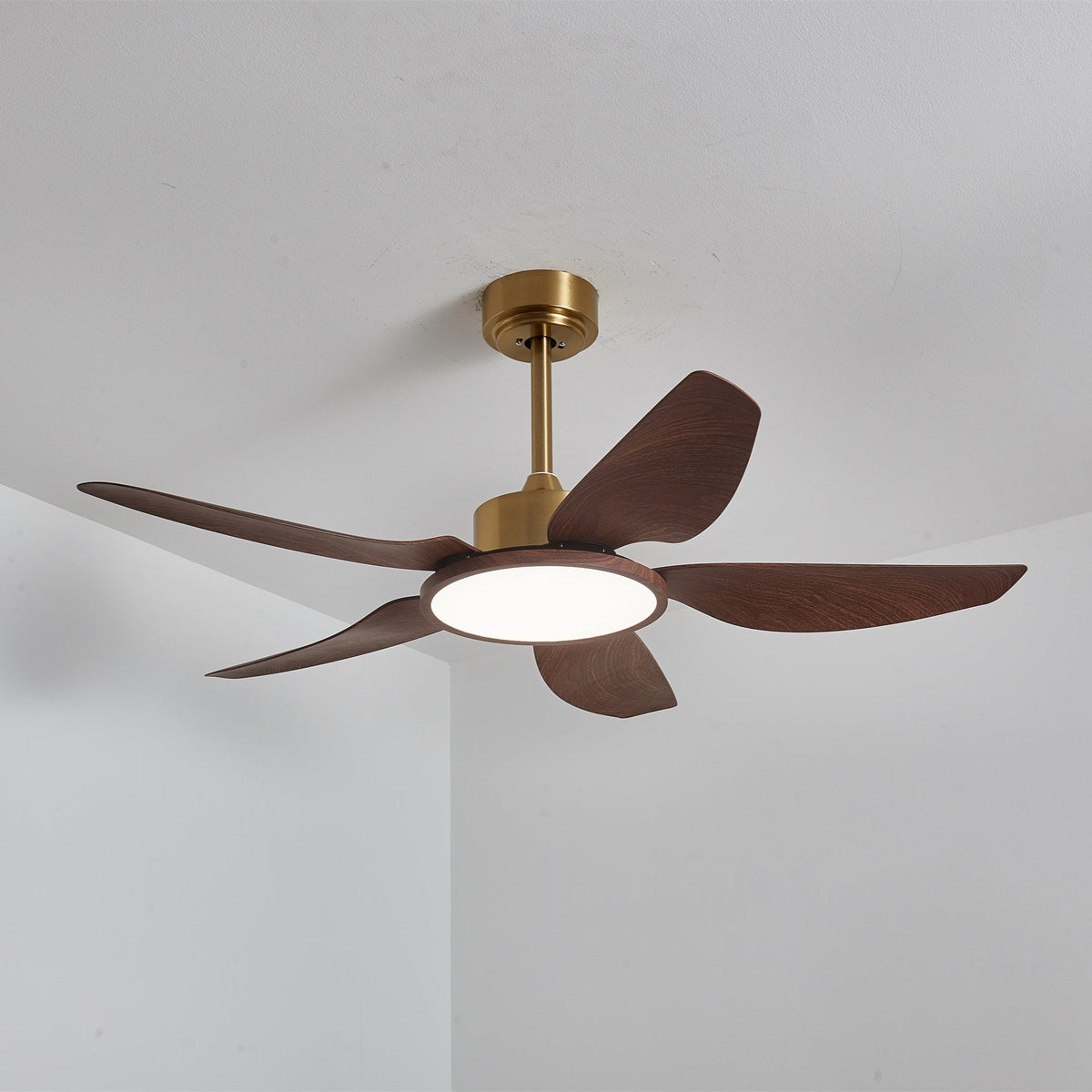 Sylenel Modern Wood Brass Ceiling Fan Light