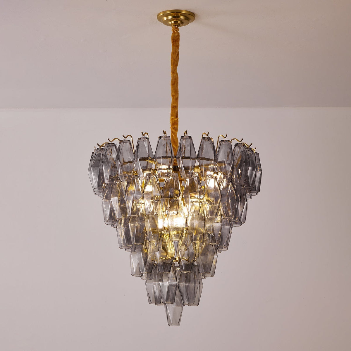 Cyranelle Chandelier Smoke Gray Inverted Crystal Prism