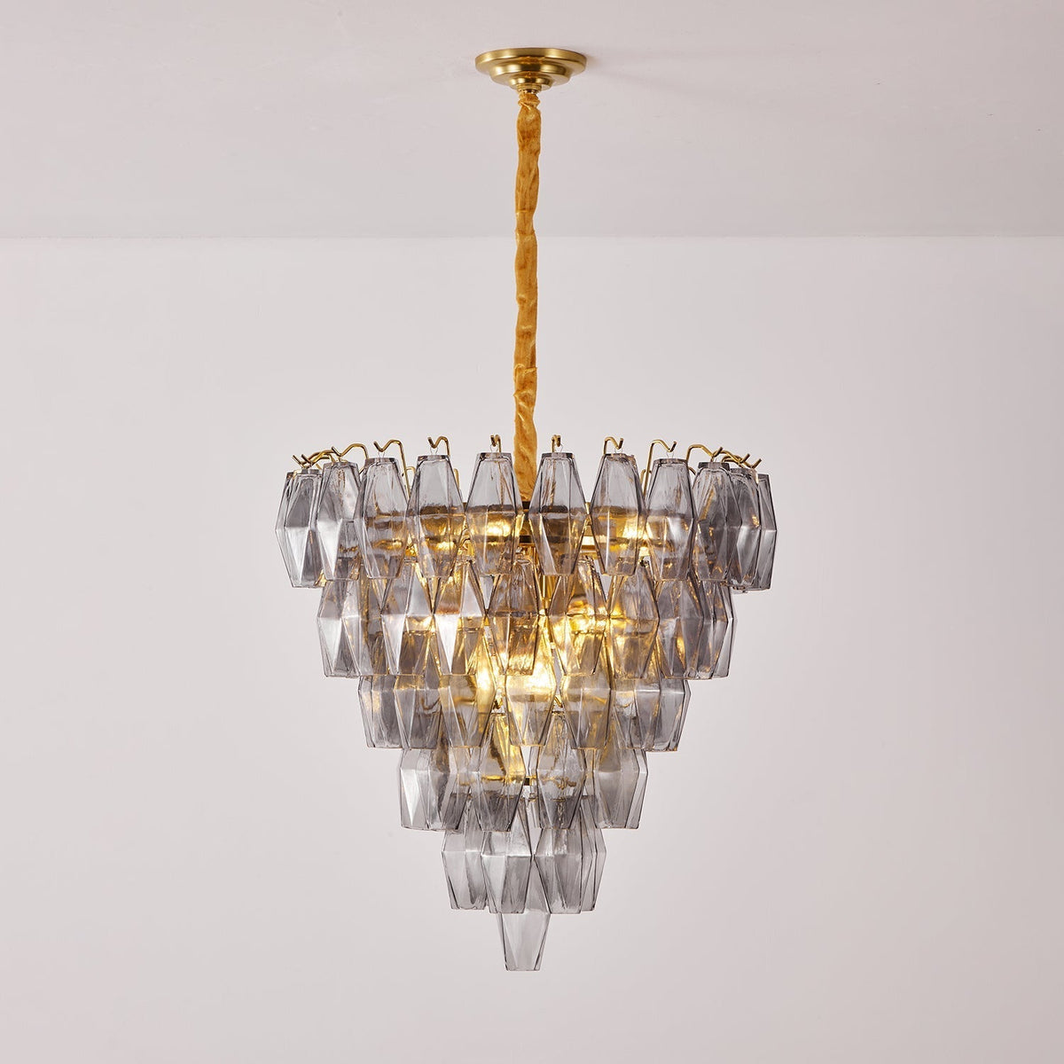Cyranelle Chandelier Smoke Gray Inverted Crystal Prism