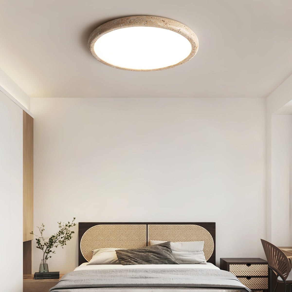 Aurrina Ring Frame Travertine Ceiling Light