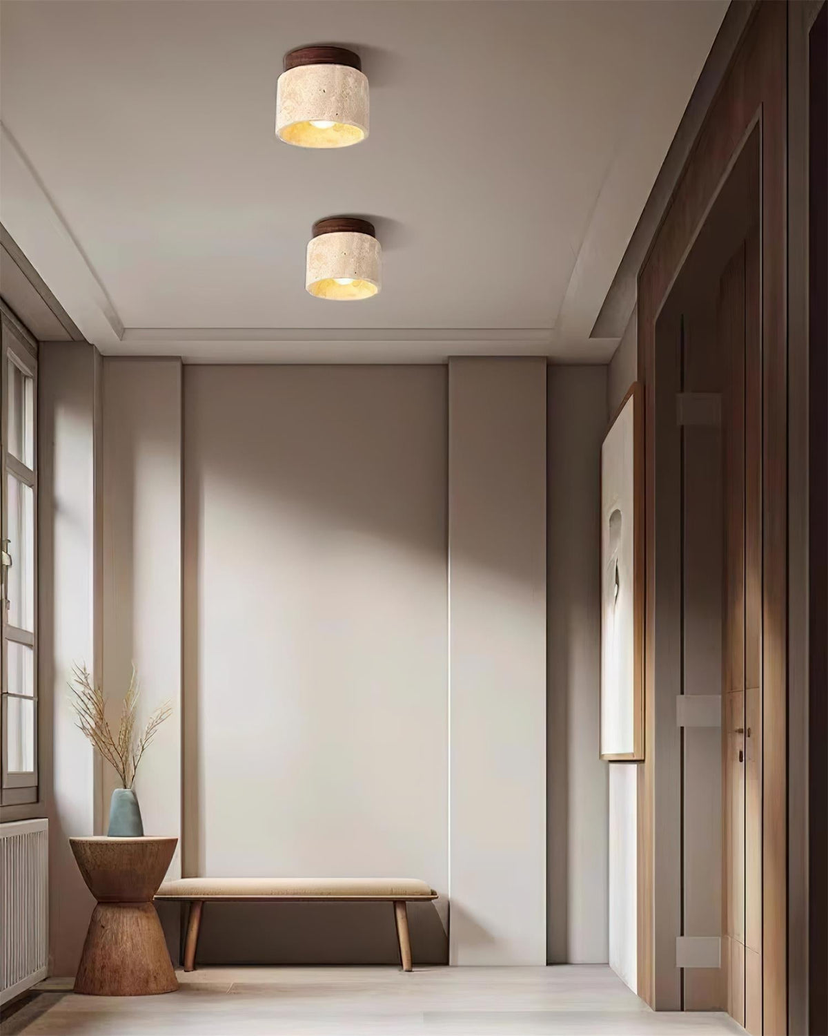 Lysaen Stone Travertine Ceiling Light