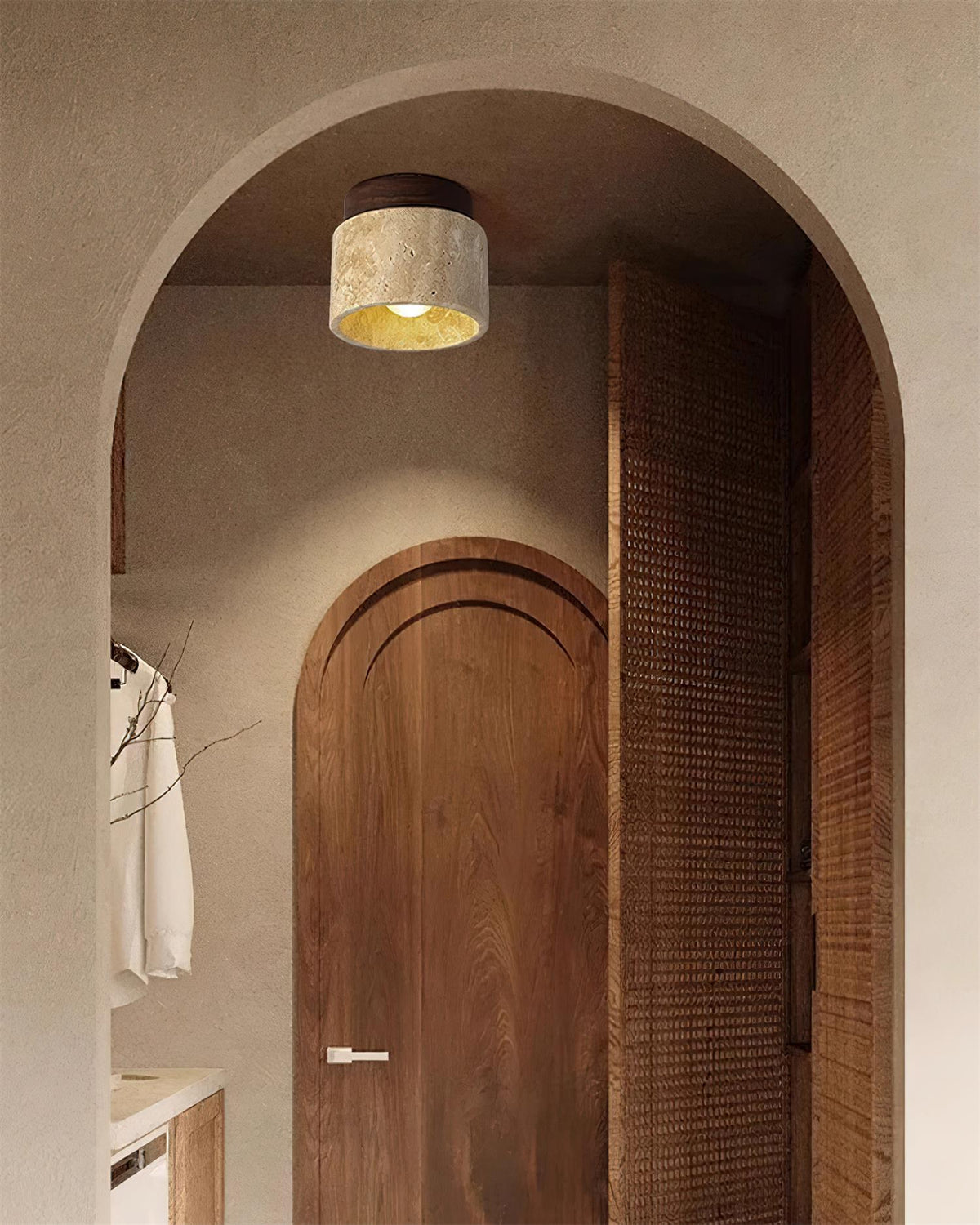 Lysaen Stone Travertine Ceiling Light
