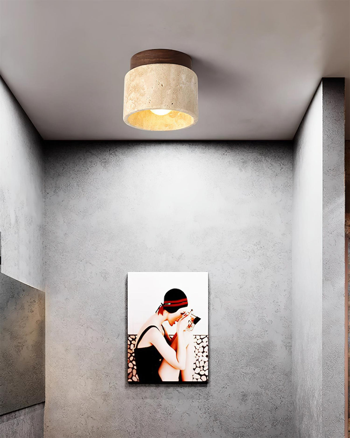 Lysaen Stone Travertine Ceiling Light