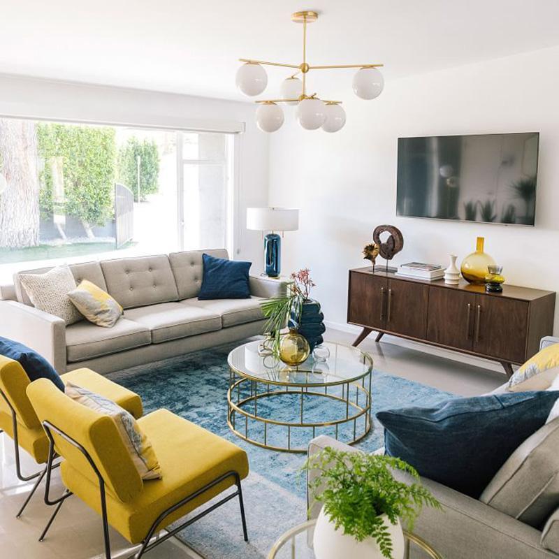 Casoella Chandelier Sphere & Stem Modern Gold LED