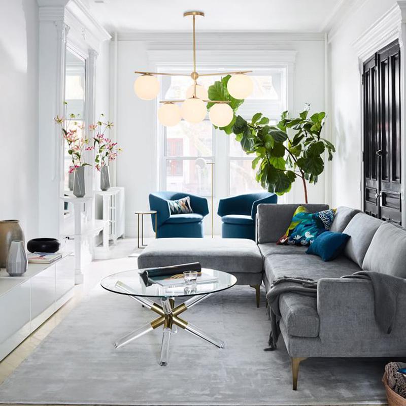Casoella Chandelier Sphere & Stem Modern Gold LED