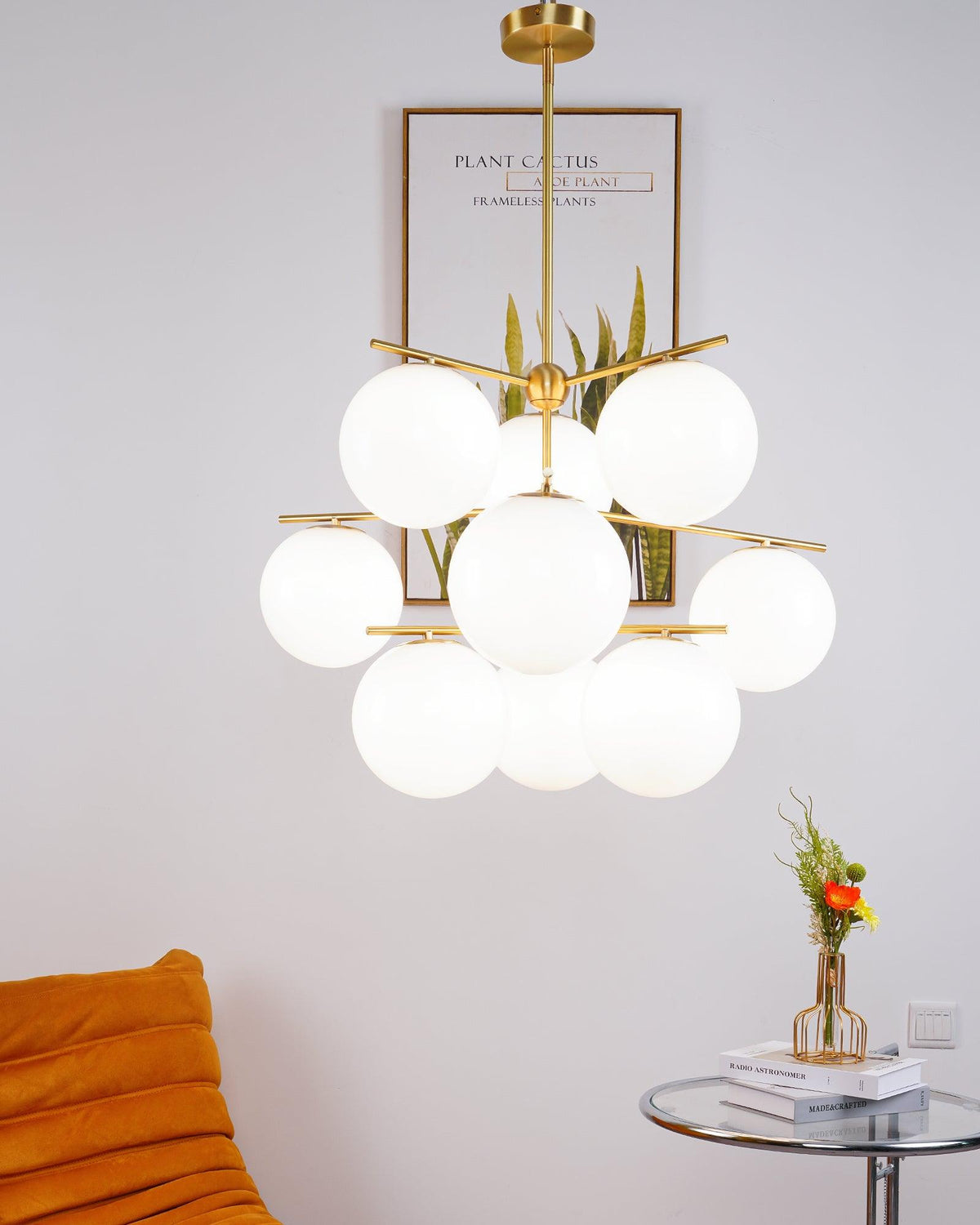 Casoella Chandelier Sphere & Stem Modern Gold LED