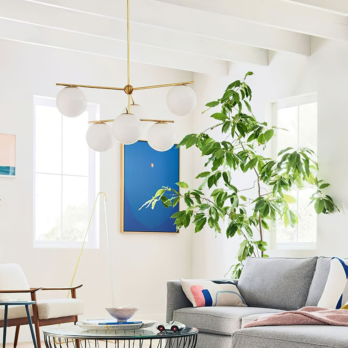Casoella Chandelier Sphere & Stem Modern Gold LED