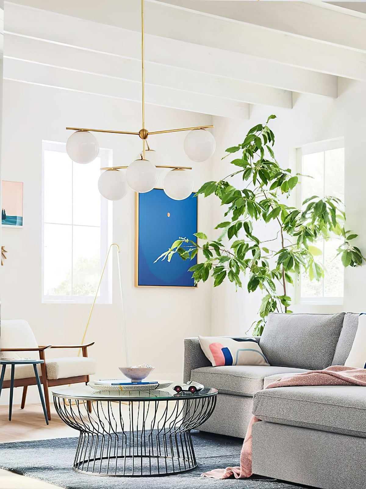 Casoella Chandelier Sphere & Stem Modern Gold LED