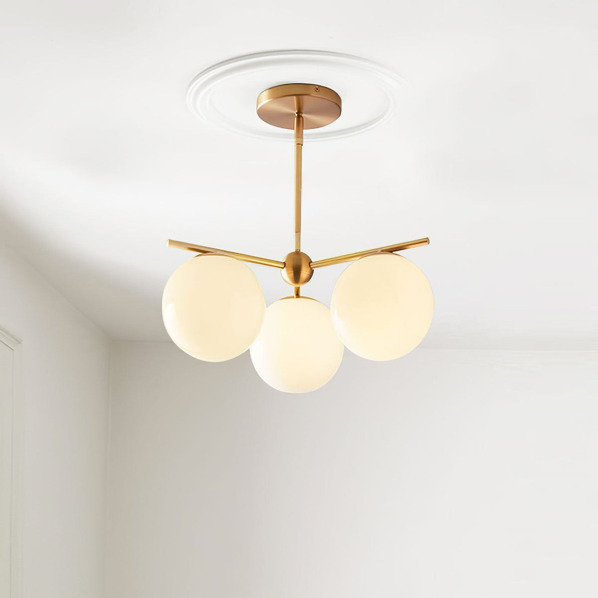 Casoella Chandelier Sphere & Stem Modern Gold LED