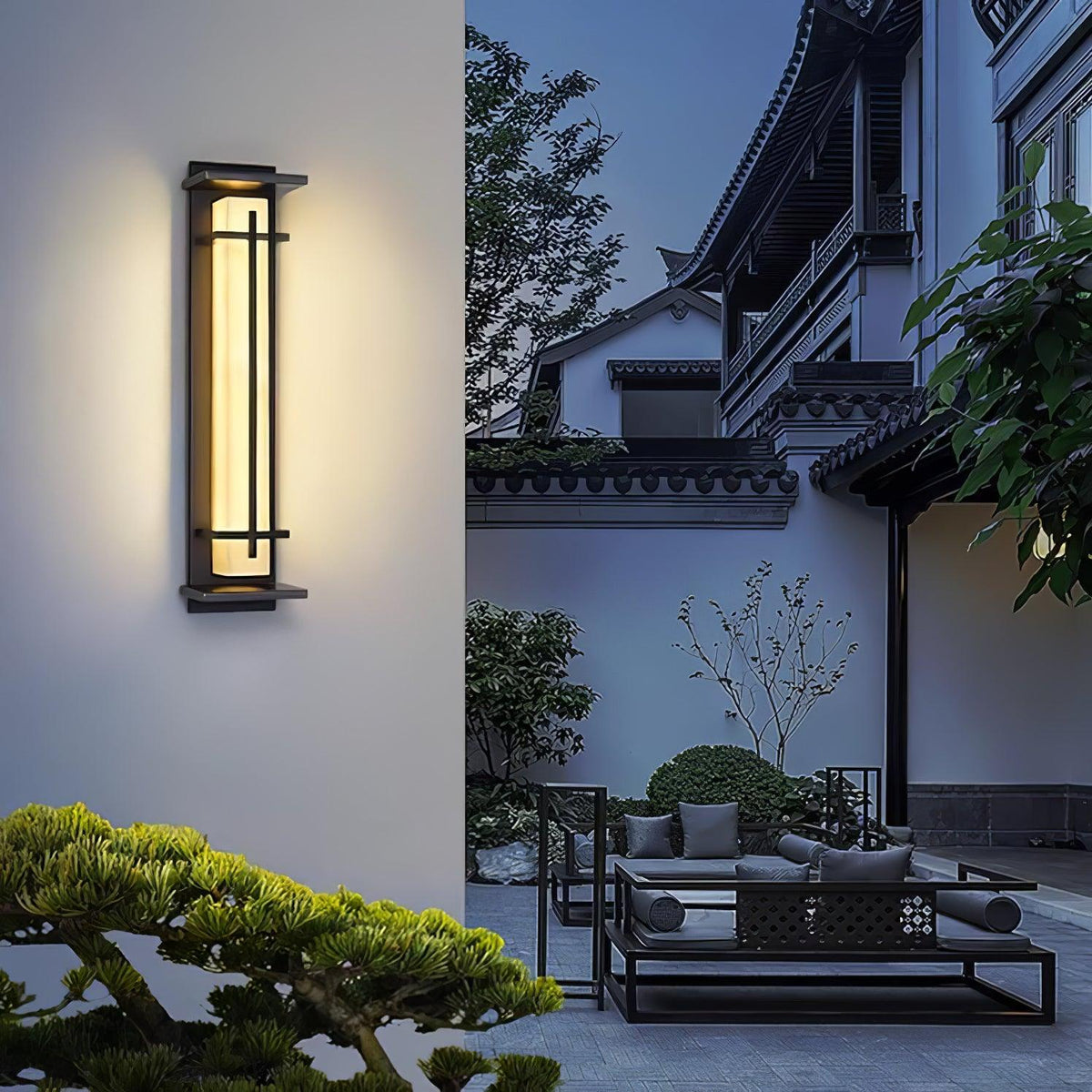 Avenirette Square Outdoor Wall Light Imitation Alabaster Waterproof