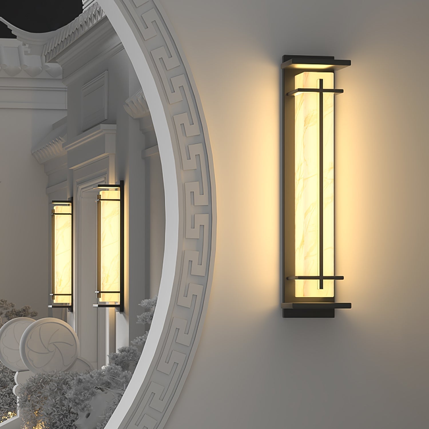Ray Square Outdoor Wall Light Imitation Alabaster Waterproof