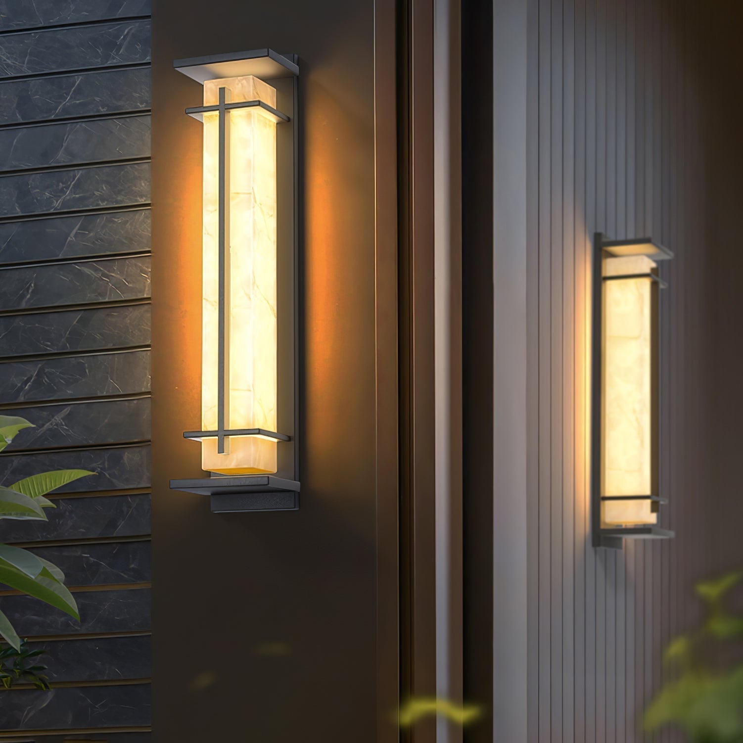 Ray Square Outdoor Wall Light Imitation Alabaster Waterproof