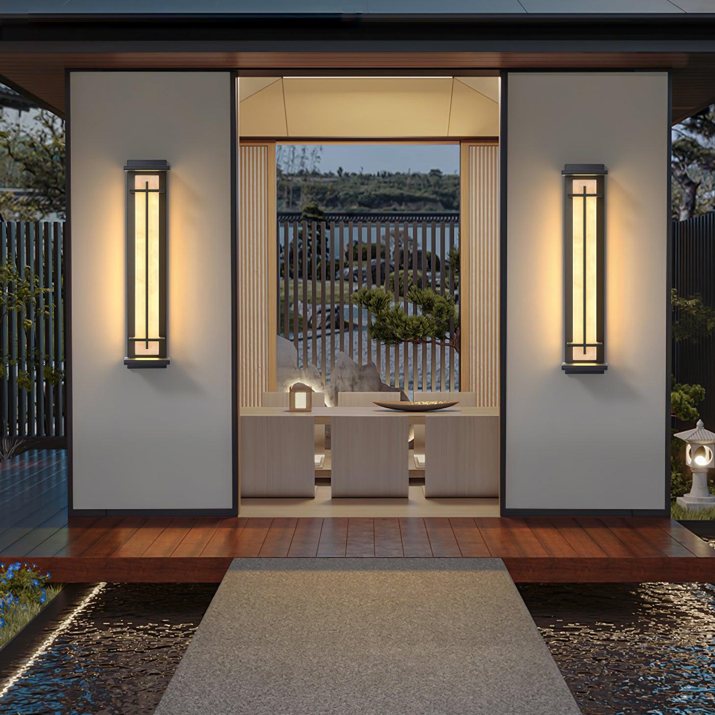 Ray Square Outdoor Wall Light Imitation Alabaster Waterproof