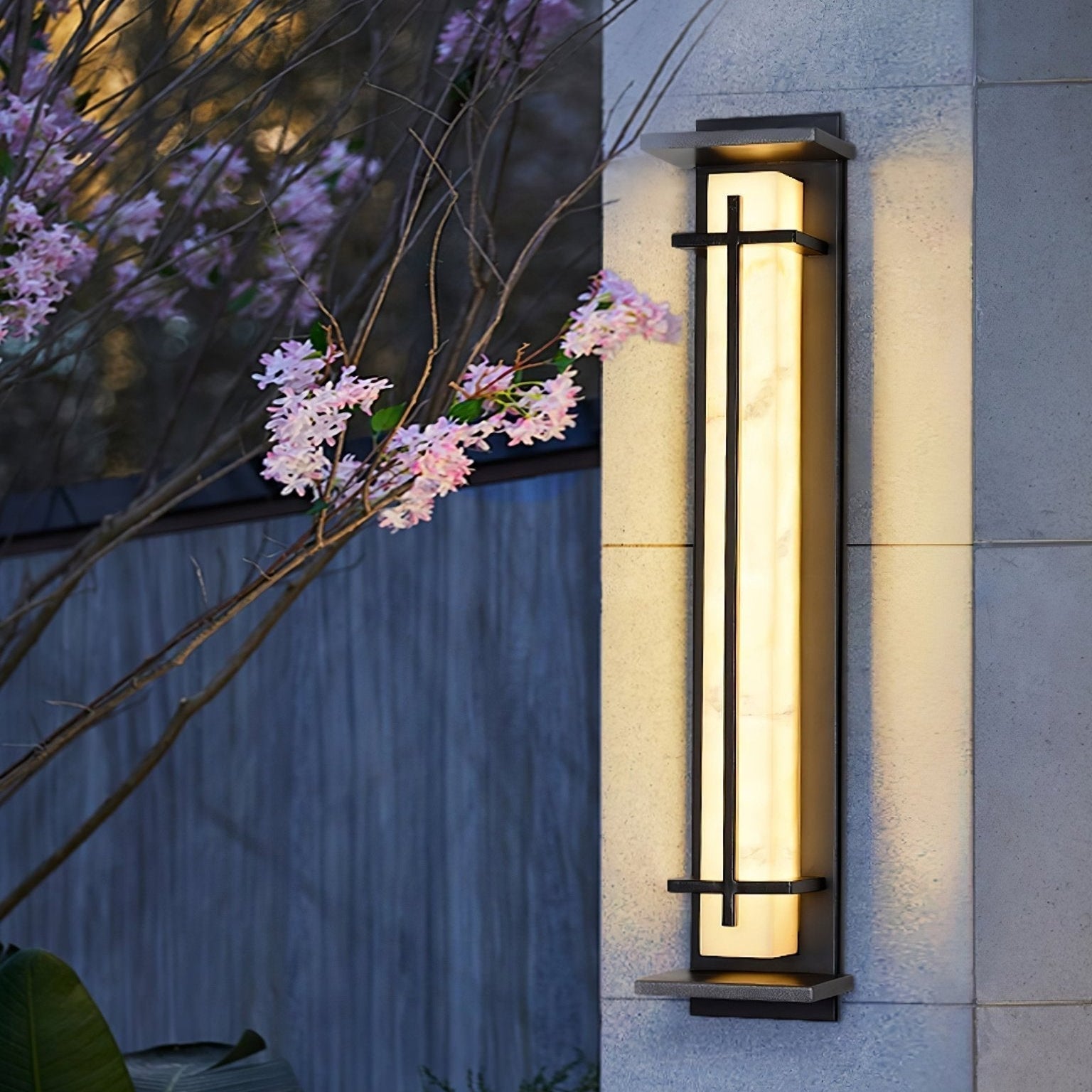 Ray Square Outdoor Wall Light Imitation Alabaster Waterproof