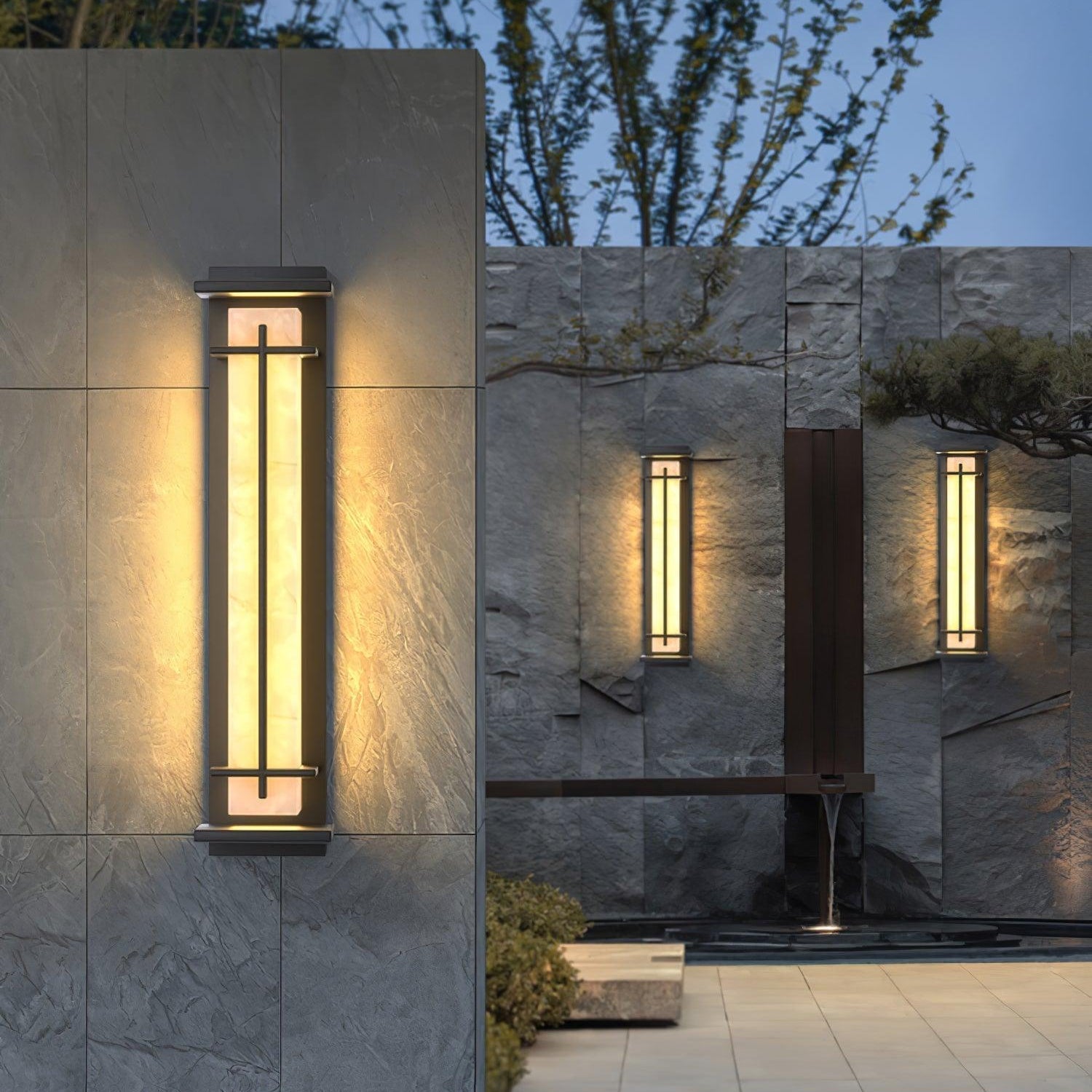 Ray Square Outdoor Wall Light Imitation Alabaster Waterproof