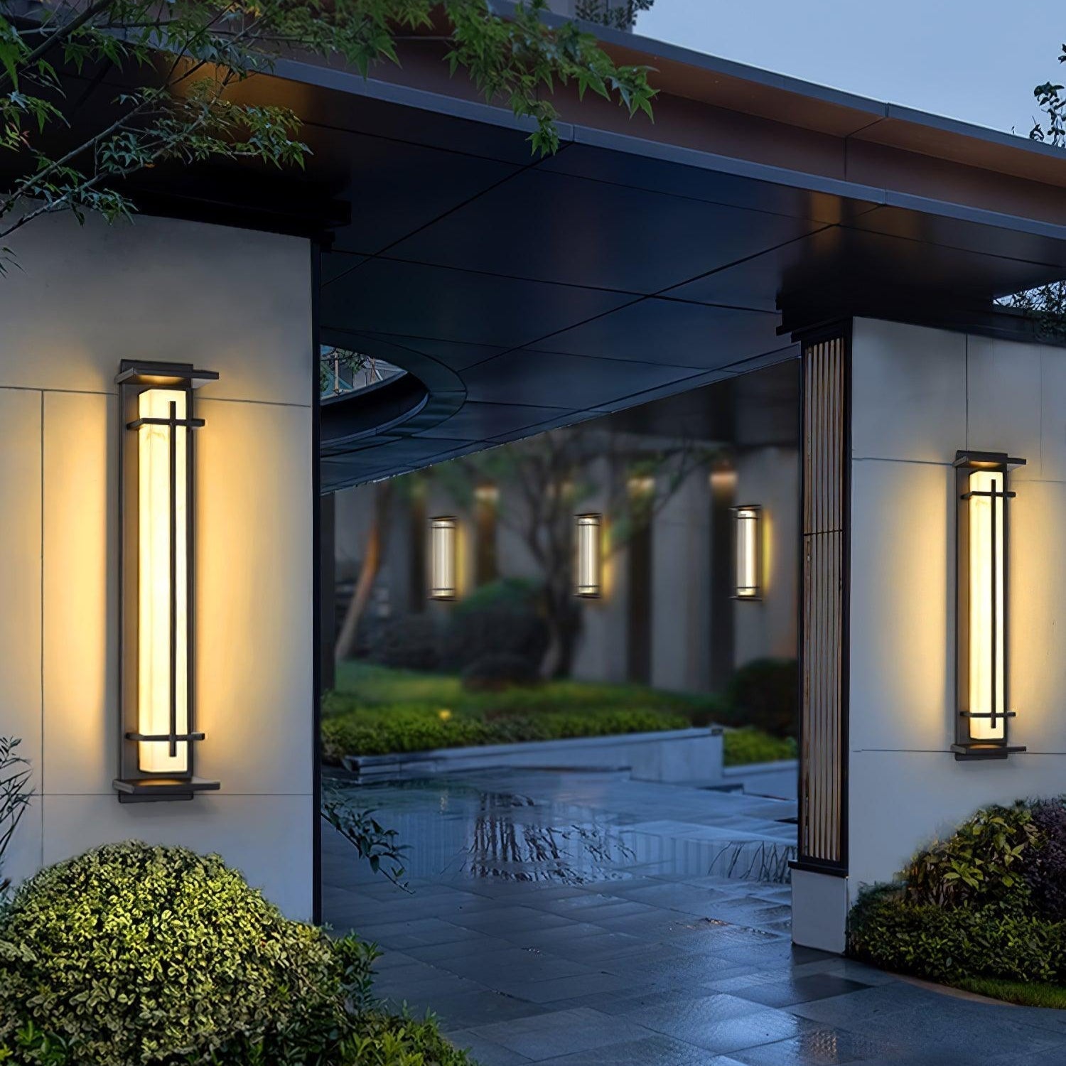 Ray Square Outdoor Wall Light Imitation Alabaster Waterproof