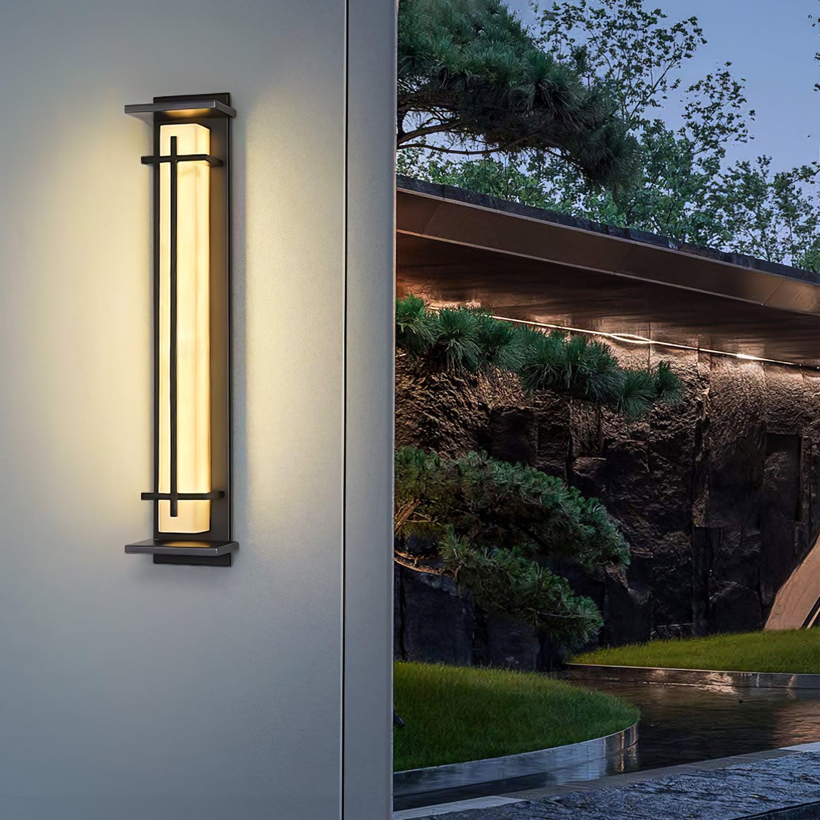 Ray Square Outdoor Wall Light Imitation Alabaster Waterproof