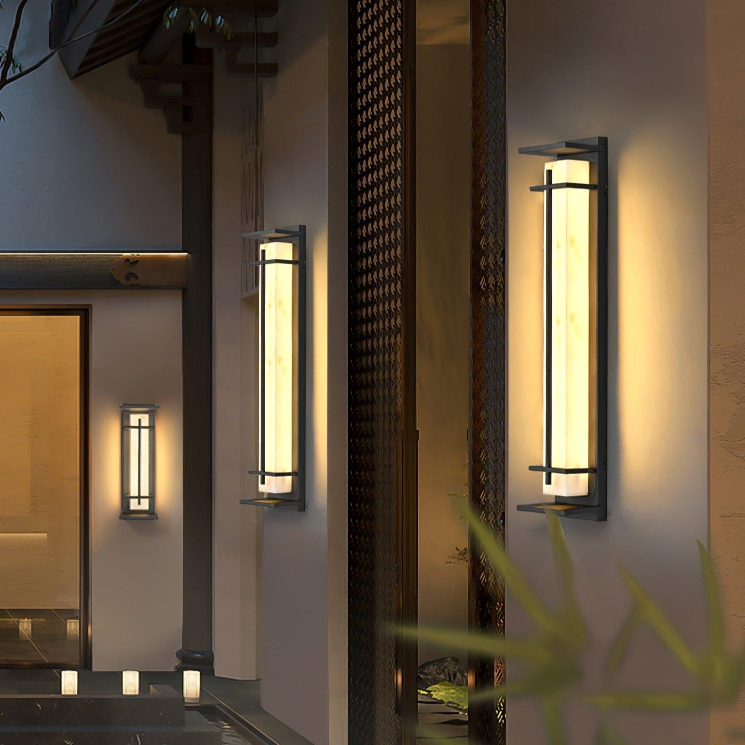 Ray Square Outdoor Wall Light Imitation Alabaster Waterproof