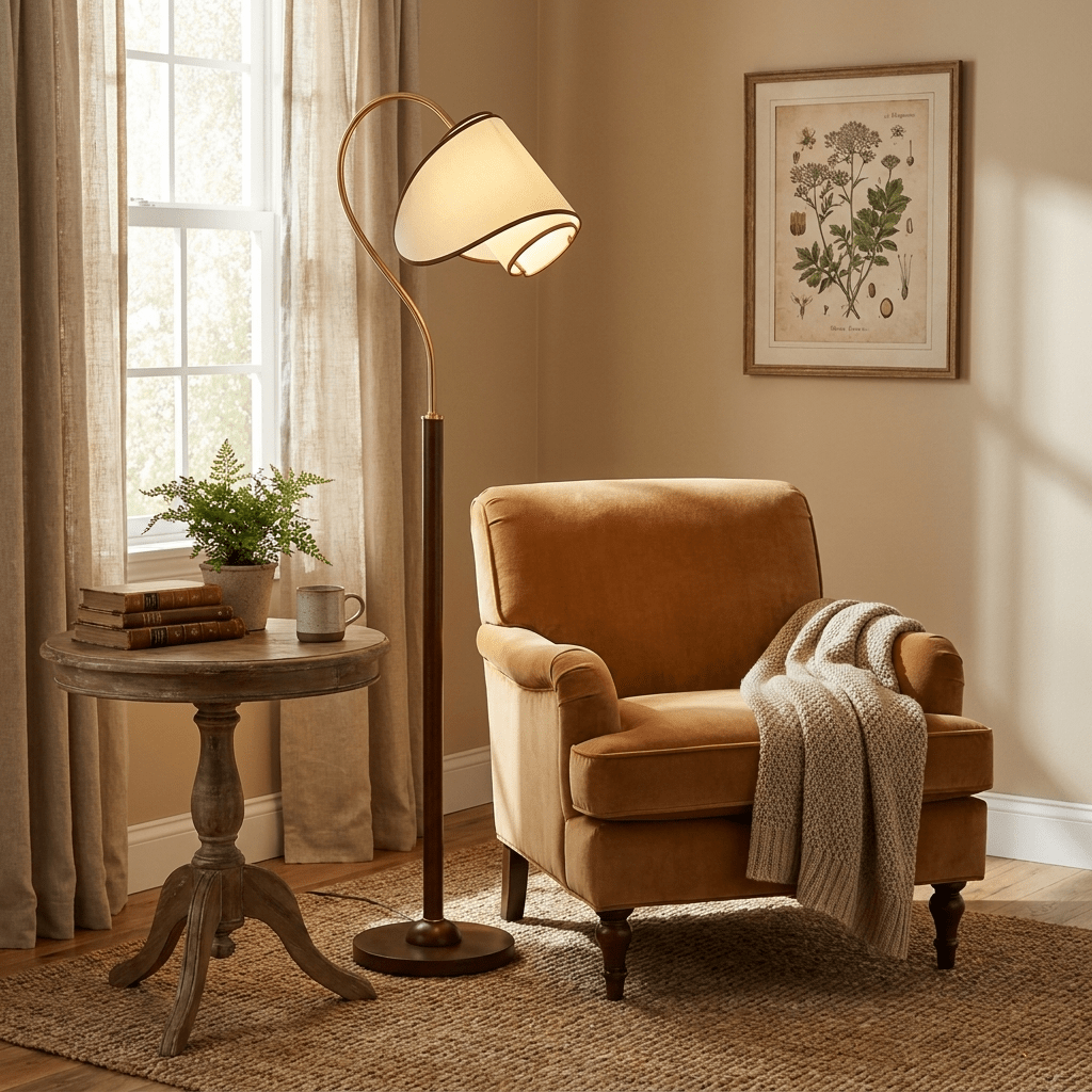 Corvienne Curved Neck Floor Lamp