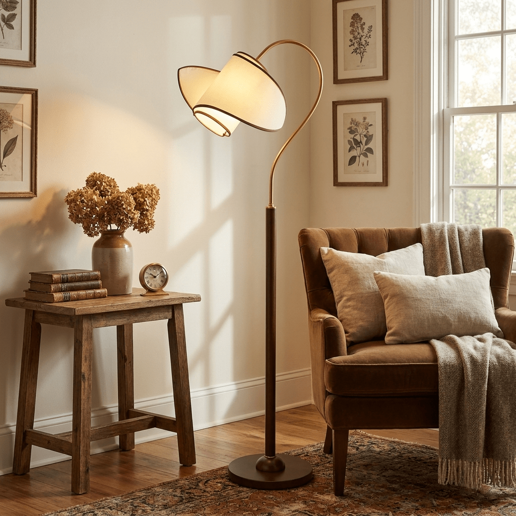 Corvienne Curved Neck Floor Lamp